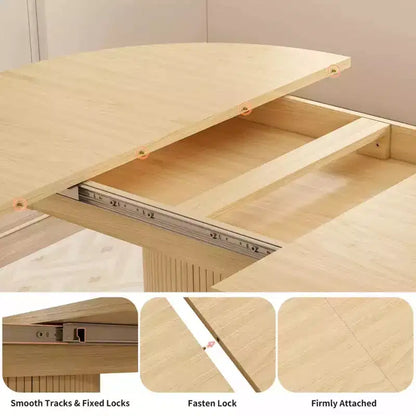 Dyonery 63 Tavolo da cucina e sala da pranzo rotondo allungabile con ripiano portaoggetti a 2 livelli, con base a piedistallo, mobili da pranzo in legno ovale, noce