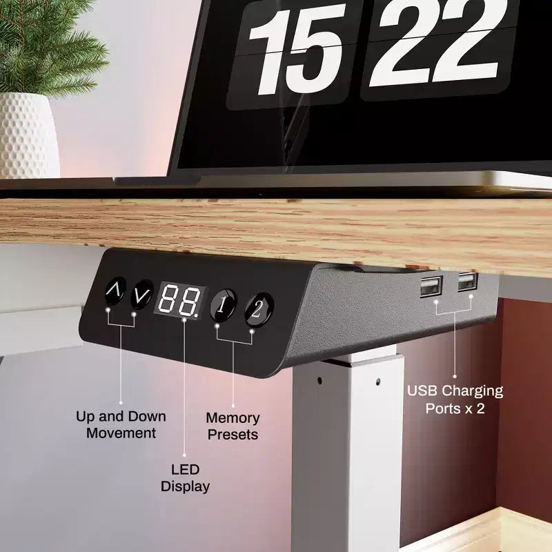 Scrivania angolare EUREKA ERGONOMIC 60x23 regolabile in altezza con set di accessori