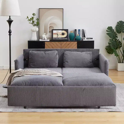 Divano Letto Convertibile in Velluto a Coste 3-in-1 con Letto Estraibile 64.5