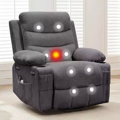 Fauteuil inclinable électrique releveur, fauteuils inclinables électriques pour personnes âgées avec fonction chauffante et massante, aide à la levée, porte-gobelets, poche latérale, pour salon
