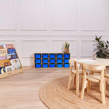Meuble de rangement 15 bacs ECR4Kids Streamline avec 15 bacs à façade incurvée, 3x5, mobilier pour enfants