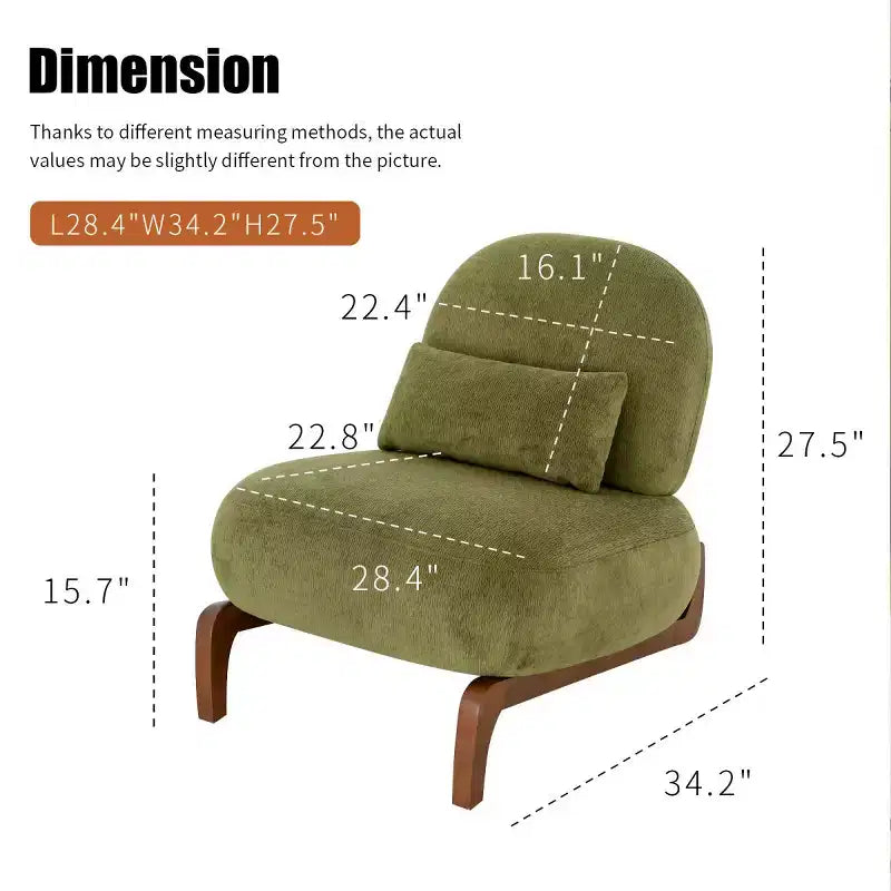 Moderna sedia imbottita graziosa, comoda poltrona senza braccioli per salotto, camera da letto, appartamento o balcone - Panipeachy