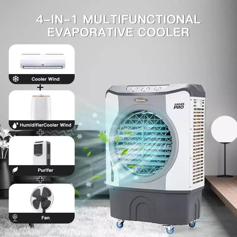 Refroidisseur évaporatif industriel Costway 3450CFM Ventilateur de refroidissement 4-en-1 Réservoir de 45 L