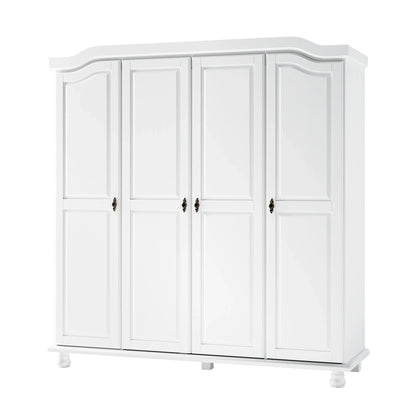 Palace Imports Kyle Armoire 4 portes 100 % en bois massif avec portes en bois massif ou portes miroir