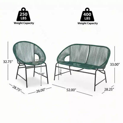 Christopher Knight Home Paoa Set Salotto da Esterno in 3 Pezzi Intrecciato con Struttura in Ferro (Tavolo Non Incluso)