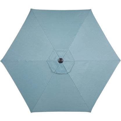 Hanover Lavallette Set da pranzo a 5 pezzi in blu oceano con 4 sedie fisse, tavolo rotondo da 52 pollici con ripiano in vetro, ombrellone e base