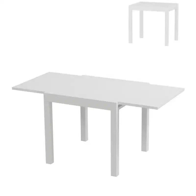 Table à manger extérieure extensible en aluminium imitation bois - Rectangulaire, résistante à la rouille, 6 places