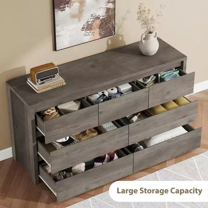 Comò Moderno Largo a 7 Cassetti per Camera da Letto, Grande Cassettiera in Legno con Organizzatore per Soggiorno, Corridoio e Ingresso