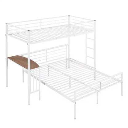 Lit superposé en métal une place sur deux places avec bureau, lit mezzanine une place avec lit inférieur double séparé pour enfants