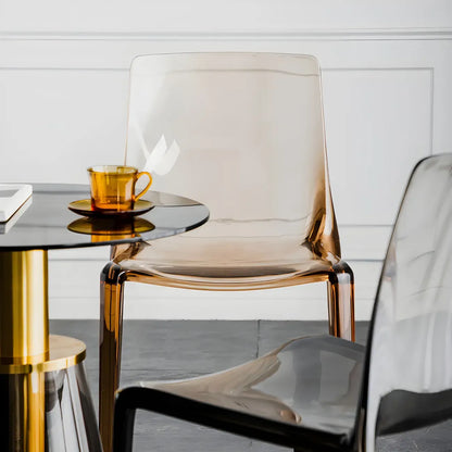 Chaise de salle à manger sans accoudoirs à dossier bas en acrylique ambre