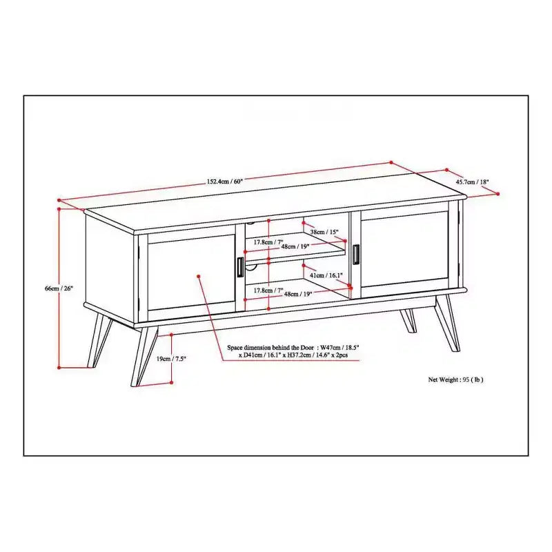 Tierney Mid-Century Solid Hardwood TV Stand for TVs up to 167,6 cm ¨C 152,4 cm Wide
