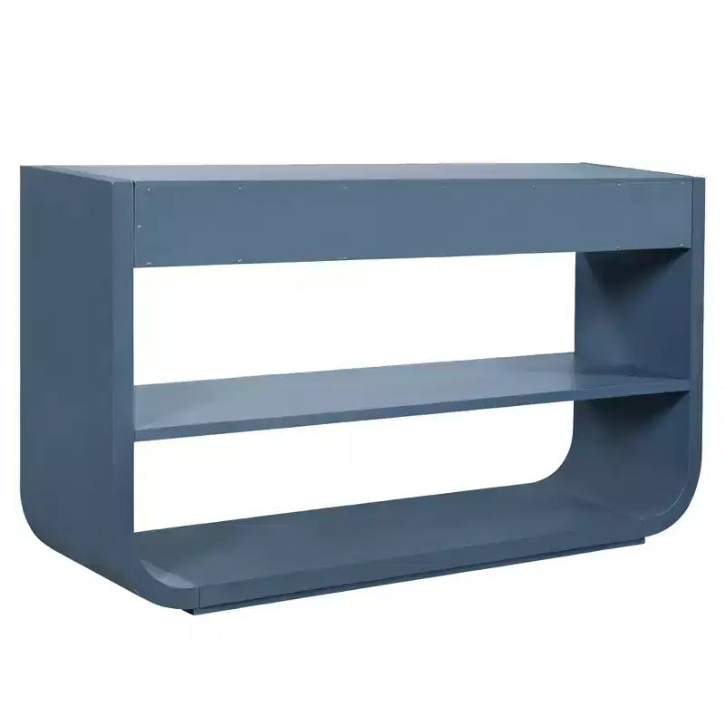 ModernLuxe Tavolo curvo da ingresso, Tavolo consolle, Tavolino da divano, Espositore, Tavolino d'appoggio con 3 cassetti a chiusura ammortizzata e 2 ripiani aperti