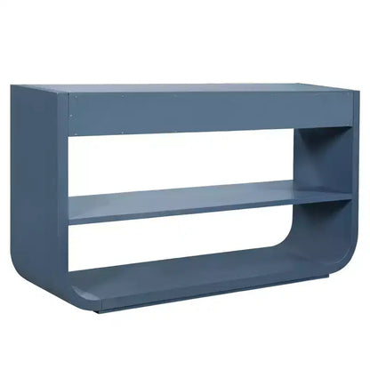 ModernLuxe Tavolo curvo da ingresso, Tavolo consolle, Tavolino da divano, Espositore, Tavolino d'appoggio con 3 cassetti a chiusura ammortizzata e 2 ripiani aperti