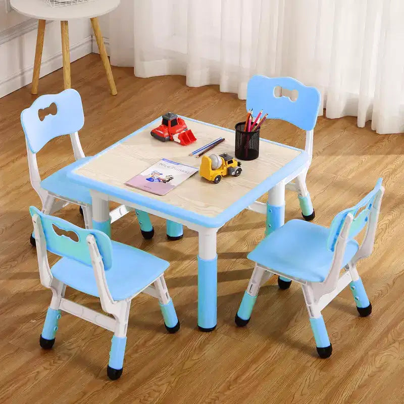 Set Tavolo e Sedie per Bambini, Scrivania Regolabile in Altezza per età 2-10 anni, Tavolo per Arte e Artigianato, Gambe Antiscivolo, per Aule Asili Nido