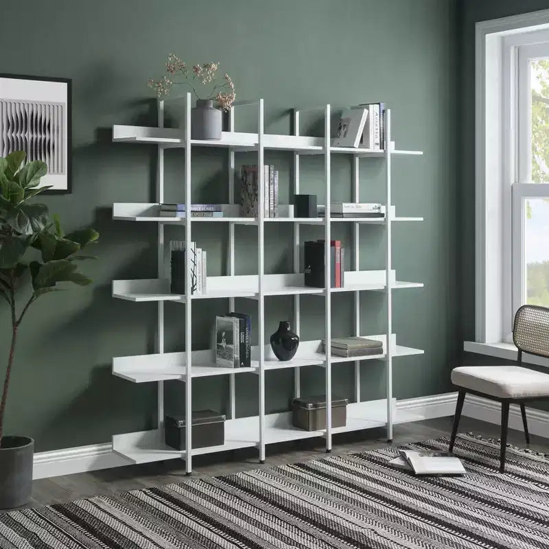 Étagère de style industriel vintage Whisen avec cadre en métal et panneau MDF, bibliothèque ouverte pour le bureau à domicile