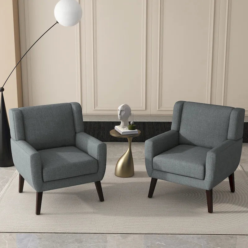 Fauteuil d'appoint en lin, à oreilles, lot de 2