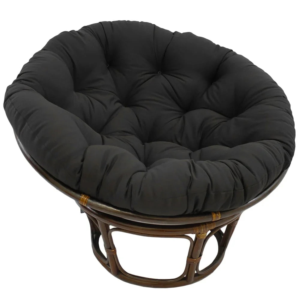 Poltrona Papasan Bali da 42 pollici in rattan con cuscino in twill