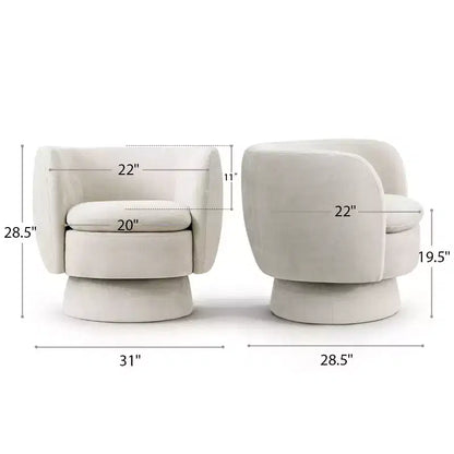 Lot de 2 fauteuils pivotants modernes avec revêtement en tissu, fauteuil lounge pivotant à 360° pour salon, chambre à coucher - Panipeachy