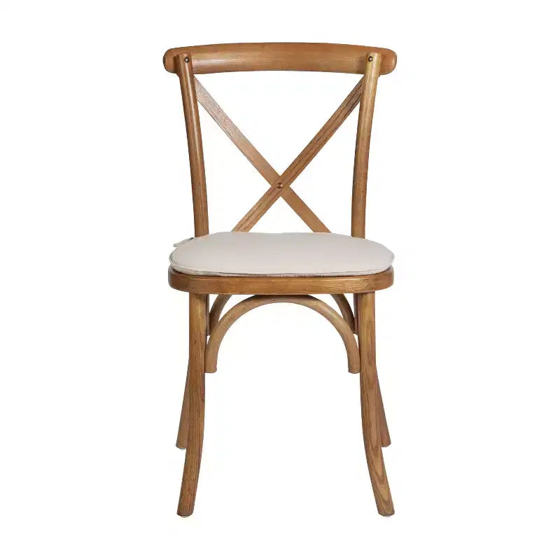 Chaise empilable en bois à dossier croisé Flash Furniture série HERCULES avec coussin