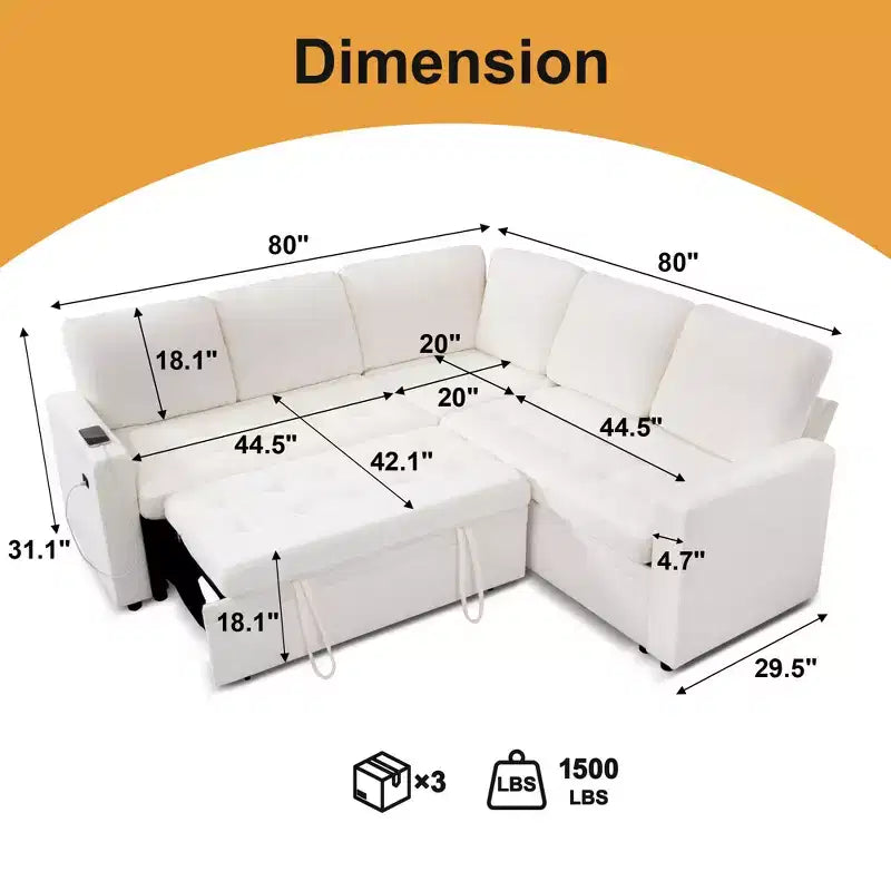 Dyonery Comfy Divano Letto 198 cm, Divano Letto a L in ciniglia con Letto Estraibile e Chaise Longue Contenitore per Soggiorno, Appartamento e Ufficio, Nero