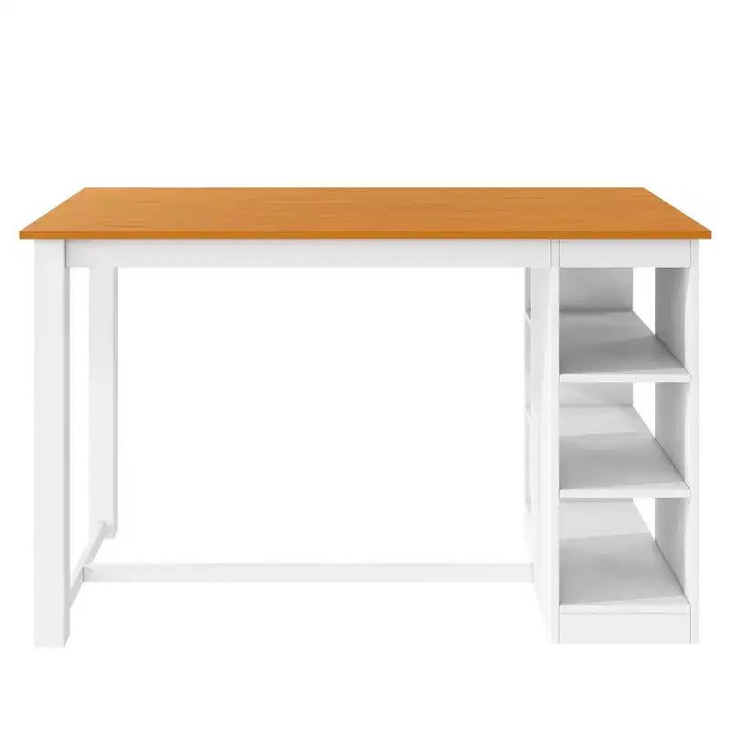 Set da pranzo a 5 pezzi in stile rustico ad altezza bancone per 4 persone, set da tavolo da bar in legno con ripiani e 4 sedie imbottite