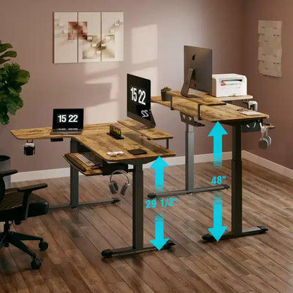 Scrivania angolare EUREKA ERGONOMIC 60x23 regolabile in altezza con set di accessori