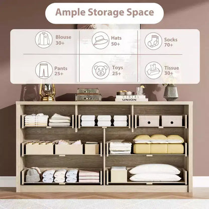 Comò Moderno Largo a 7 Cassetti per Camera da Letto, Grande Cassettiera in Legno con Organizzatore per Soggiorno, Corridoio e Ingresso