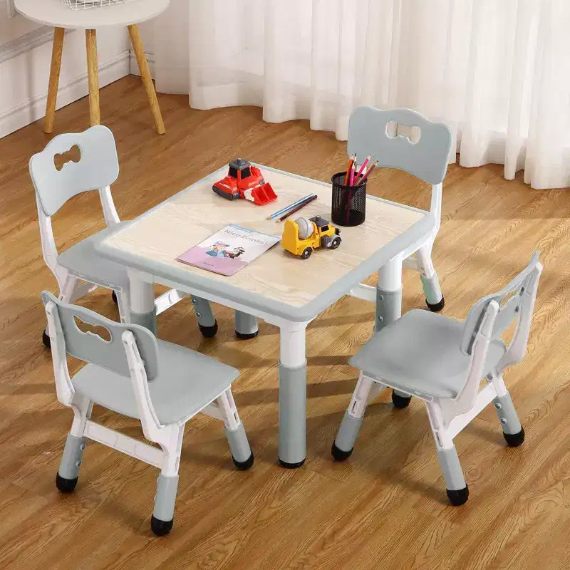 Set Tavolo e Sedie per Bambini, Scrivania Regolabile in Altezza per età 2-10 anni, Tavolo per Arte e Artigianato, Gambe Antiscivolo, per Aule Asili Nido