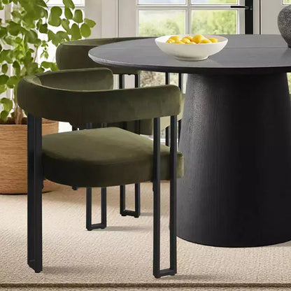Set tavolo da pranzo allungabile da 120-210 cm per 4 persone, tavolo nero e 4 sedie da pranzo imbottite in velluto con gambe in metallo, stile moderno