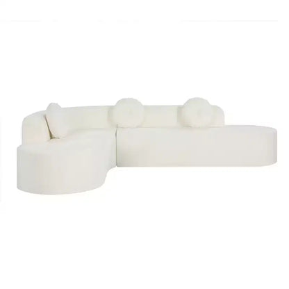 Divano componibile Whisen 122'' Extra Large, Elegante Divano Imbottito in Tessuto con Tre Cuscini Rotondi, Schiuma ad Alta Resilienza