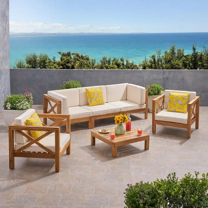 Set da conversazione Brava Outdoor a 6 pezzi in legno di acacia di Christopher Knight Home