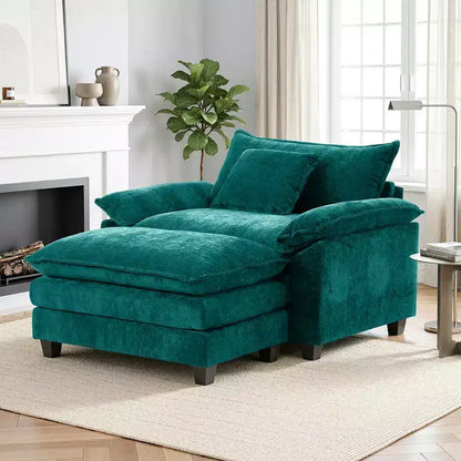 Poltrona a sacco oversize in ciniglia EHMKNP con pouf