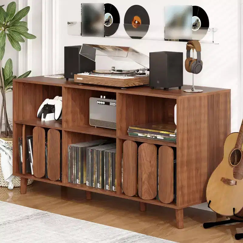 Mobile porta giradischi grande da 55", armadietto per vinili, supporto per giradischi moderno con gambe in legno, tavolino porta giradischi per camera da letto, soggiorno, ufficio