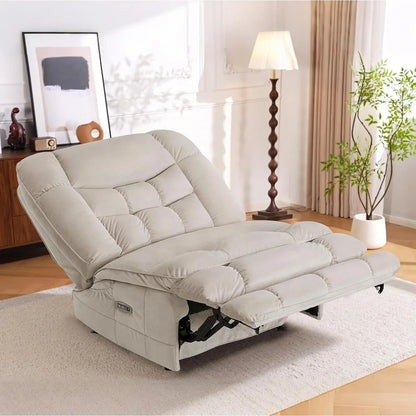 MCombo Poltrona Reclinabile Basculante Elettrica Oversize senza Braccioli con Doppio Motore, Reclinabile Zeroarms Perfetta per Soggiorno in Tessuto PR607