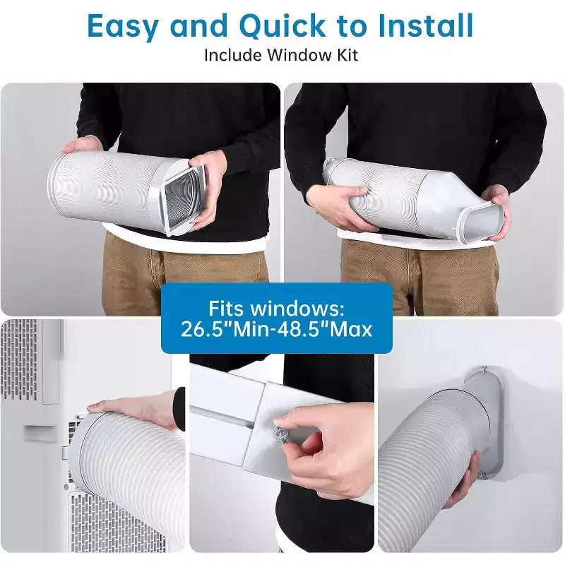 Condizionatore Portatile Ultra Silenzioso da 8000 BTU, 3-in-1 con Deumidificatore e Ventilatore, Timer 24H, Kit Finestra e Telecomando per ambienti fino a 32,5 m²
