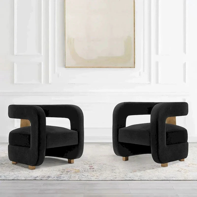 Manhattan Comfort Ensemble de 2 fauteuils d'appoint en velours Amirah moderne