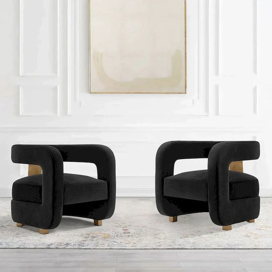 Manhattan Comfort Set di 2 Poltrone Accent Amirah in Velluto Moderne