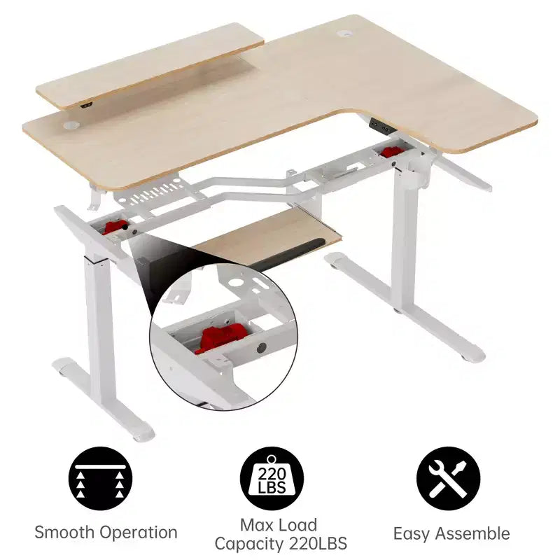 Scrivania angolare EUREKA ERGONOMIC 60x23 regolabile in altezza con set di accessori