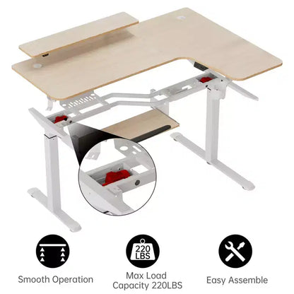 Scrivania angolare EUREKA ERGONOMIC 60x23 regolabile in altezza con set di accessori
