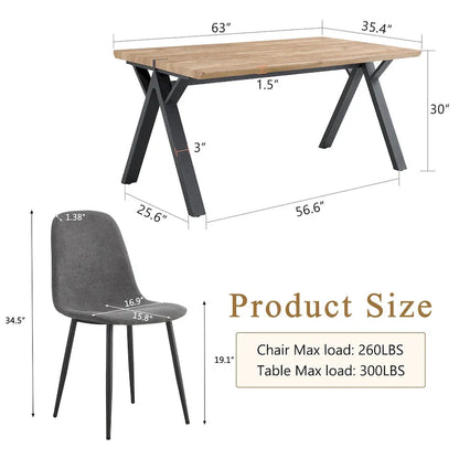 Moderno set da pranzo con tavolo rettangolare nero con base a forma di A e sedie con schienale rotondo
