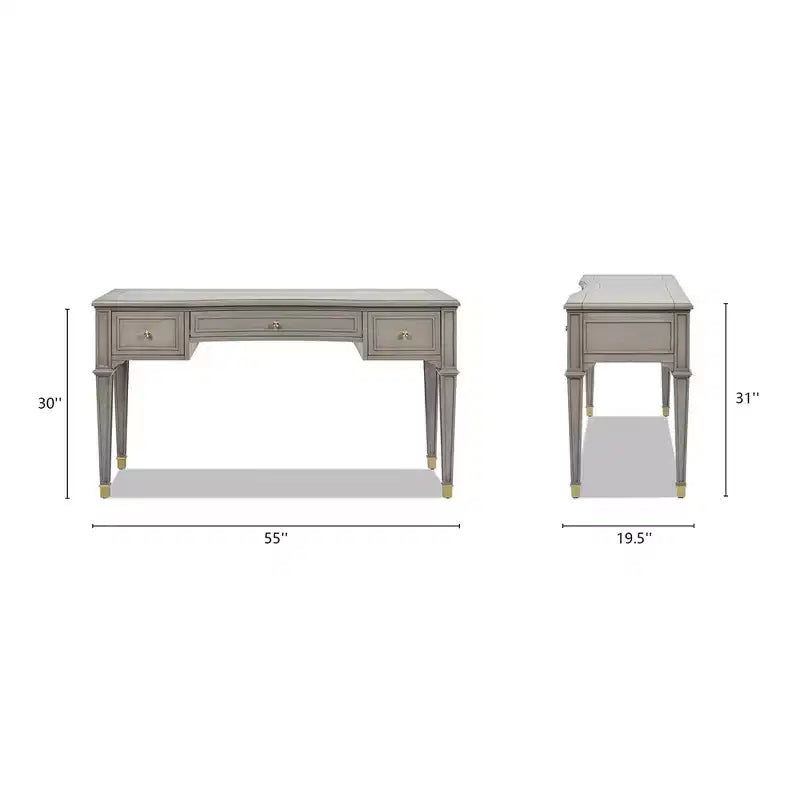 Scrivania direzionale in legno a 3 cassetti Dauphin 55 di Jennifer Taylor Home