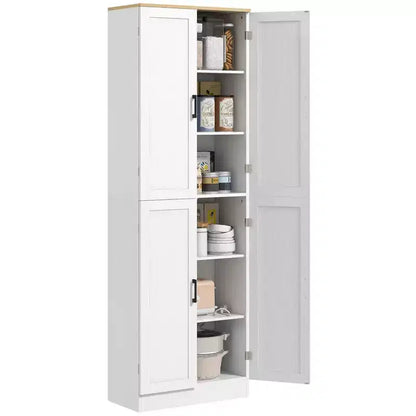 HOMCOM 67 Dispensa da Cucina Autoportante, Armadio Contenitore a 4 Ante con Ripiani e Ante Regolabili