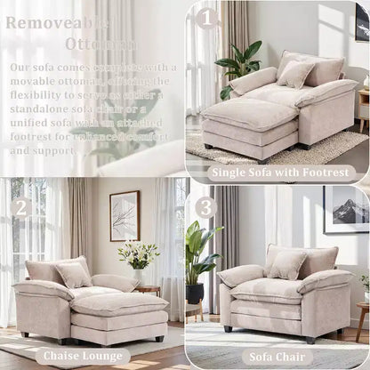 Poltrona a sacco oversize in ciniglia EHMKNP con pouf