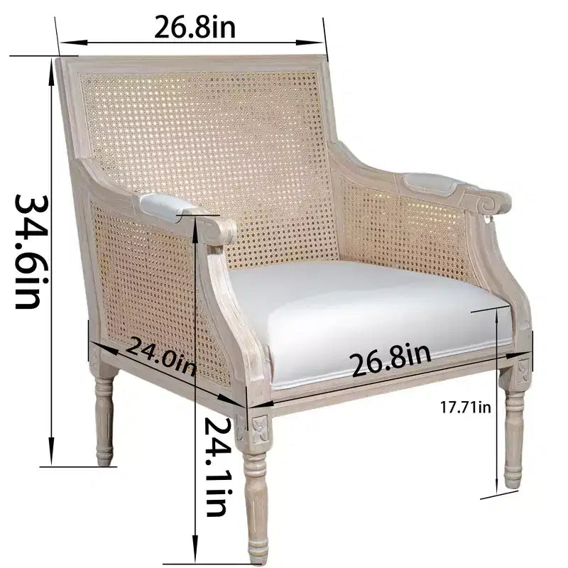 GDFStudio Bertie, sedia d'accento francese imbottita in rattan e legno di gomma