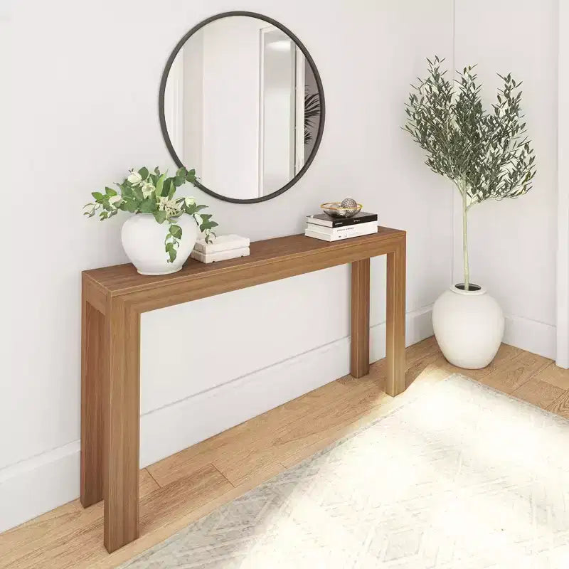 56 Console, Legno massello, Stile moderno stretto, Nero / Biondo / Noce pecan