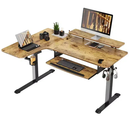 Scrivania angolare EUREKA ERGONOMIC 60x23 regolabile in altezza con set di accessori