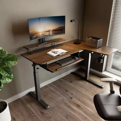 Scrivania angolare EUREKA ERGONOMIC 60x23 regolabile in altezza con set di accessori