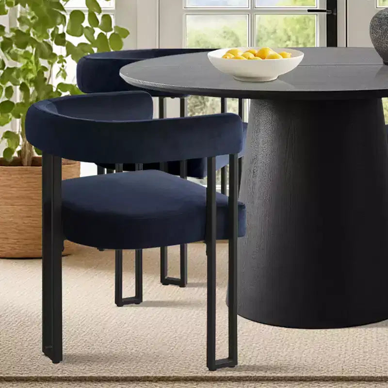 Set tavolo da pranzo allungabile da 120-210 cm per 4 persone, tavolo nero e 4 sedie da pranzo imbottite in velluto con gambe in metallo, stile moderno