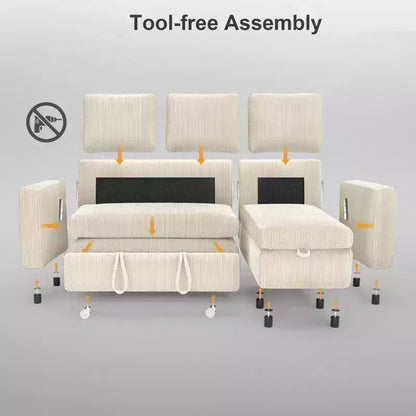 Dyonery Divano Letto Angolare 81, Divano Estraibile a L con Chaise Longue Reversibile con Contenitore, USB, Schienale Reclinabile