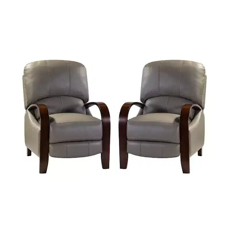 Lot de 2 fauteuils relax manuels en cuir véritable, inclinaison 159°